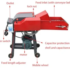 INTSUPERMAI 4-Blade Hay Cutter Pulverizer with Conveyor Belt Red