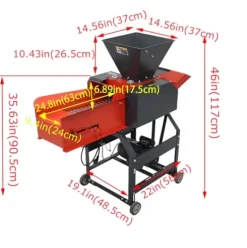 INTSUPERMAI Hay Cutter Pulverizer Grass Crusher 4-Blade Machine Red