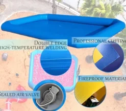 INTSUPERMAI Inflatable Swimming Pool 23×23×1.8ft for Water Entertainment Blue