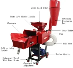INTSUPERMAI Straw Crusher and Feed Pulverizer Machine 220V 500KG/H Red