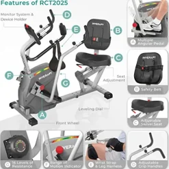 Inverapy Recumbent Cross Trainer with Swivel Seat & Leg Harness White/Gray/Black