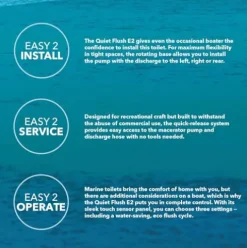 Jabsco Quiet Flush E2 Marine Toilet Fresh Water 12 Volt Compact