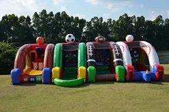 JumpOrange Inflatable Football Target Game with Blower and Foam Football
