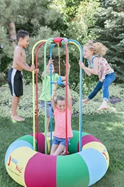 Jungle JumpaRoo Trampoline Play Set with Swing Bar Large Red/Green/Yellow/Blue