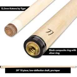 KATANA KAT16 Pool Cue Black Stained with Colorful Inlays – 19oz
