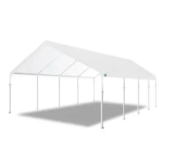 King Canopy Hercules 18×27 Feet Carport 10-Leg Hammertone Steel Frame White