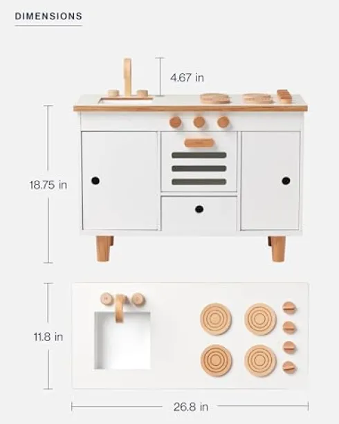 Lalo Play Kitchen Toddler Playset Birch Wood Sage