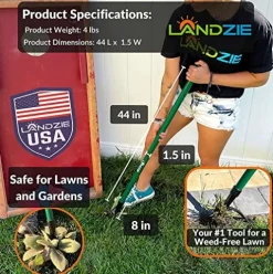 Landzie Spreader & Weeder Lawn Care Set – 60″ Compost Spreader & 44″ Manual Weeder Green