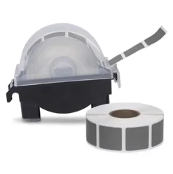 Law Roll of 1000 7/8″ Square Target Pasters with Plastic Dispenser Dark Gray