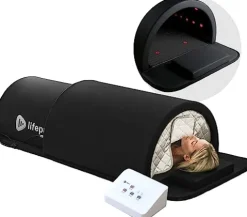 LifePro Far Infrared Sauna Dome with Red Light Therapy Stones Black