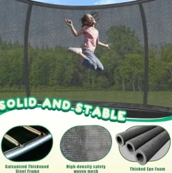 Liyarya 16FT Outdoor Trampoline with Basketball Hoop & Sprinkler, Black
