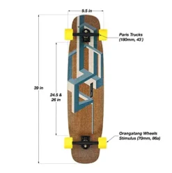 Loaded Boards Basalt Tesseract Bamboo Longboard Skateboard Complete Dark Blue