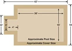 Loop-Loc II Rectangle Tan Super Dense Mesh In-Ground Pool Safety Cover 16′ x 36′ with Center End Step
