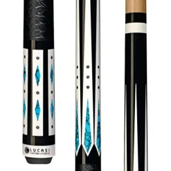 Lucasi Hybrid LHC98 Pool/Billiard Cue Stick Black/White Points/Turquoise/Silver