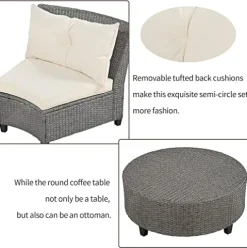Miscoos 9-Piece Outdoor Patio Sofa Set Off-White