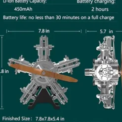 Moderock 5 Cylinder Radial Engine Model Kit Educational DIY Toy