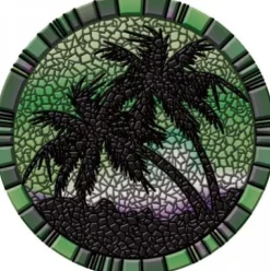 Mosaic Tile Palm Trees Poolsaic Green 59 Inches