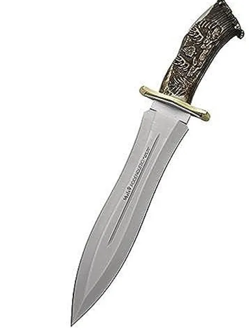 Muela Fixed Blade Hunting Knife with Deer Boar Scene & Leather Sheath Stainless Steel