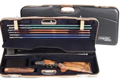 Negrini OU Deluxe High Rib Skeet Shotgun Case with Tube Set Navy/Tobacco Leather/Navy