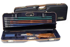 Negrini OU Deluxe Skeet Single Shotgun Case + Tube Set Navy/Tobacco Leather/Navy