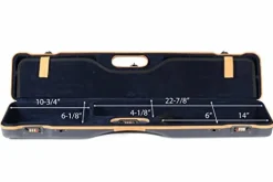 Negrini OU/SXS Deluxe Ultra-Compact Sporter Shotgun Case Blue/Tobacco Leather Trim