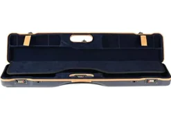 Negrini OU/SXS Deluxe Ultra-Compact Sporter Shotgun Case Blue/Tobacco Leather Trim