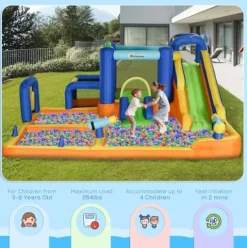 Outsunny Kids Inflatable Water Slide 7-in-1 Bounce House Multi-colored
