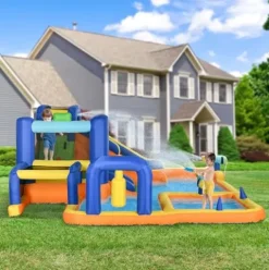 Outsunny Kids Inflatable Water Slide 7-in-1 Bounce House Multi-colored