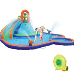 Outsunny Kids Inflatable Water Slide 4-in-1 Bounce House Multi-Colored
