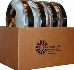 Panyard Jumbie Jam Educator’s Steel Drum 4-Pack with Table Top Stands Level 2 Chrome