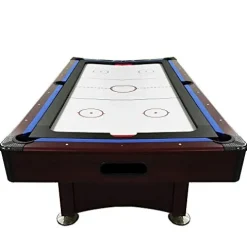 Pool Central 8′ Pool Billiards and Hockey 2-in-1 Game Table Brown