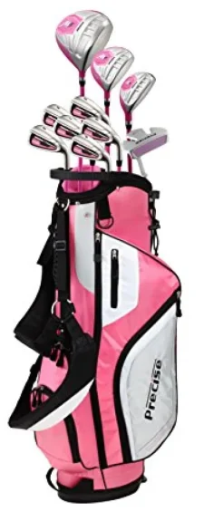 PRECISE Ladies Pink Right Handed M5 Golf Club Set, Includes: Driver, Wood, Hybrid, Irons, Putter, Pink