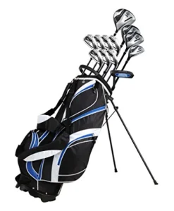 PRECISE Men’s Complete Golf Club Package Set With Titanium Driver, Fairway Woods, Hybrid, Irons, Putter, Stand Bag, 4 H/C’s Blue