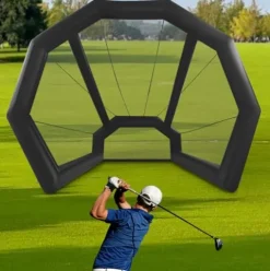 QUSKLISU Inflatable Golf Practice Net Cage with 800W Blower Black