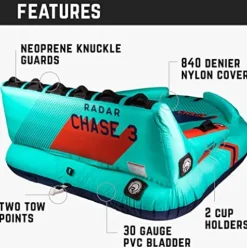 Radar The Chase Lounge Towable Tube 3 Person Mint/Navy/Red