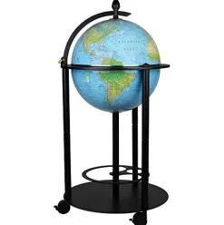 Replogle Empire Illuminated Bar Globe 16″ Blue Ocean Map Gray