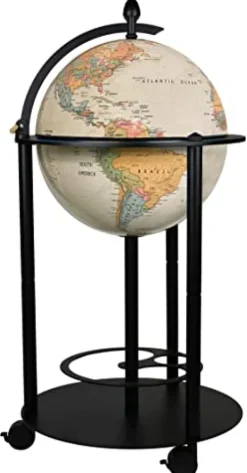 Replogle Empire Illuminated Bar Globe 16″ Antique Ocean Political Map Multi Color