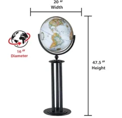 Replogle Florence 16″ Diameter Globe Blue Ocean with Raised Relief and Black Metal Stand