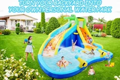ROOJER 8-in-1 Inflatable Water Slide Bounce House with Blower and Accessories – Multi-Color