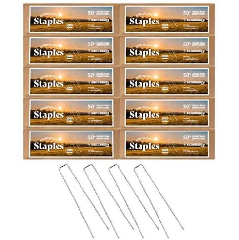 Sandbaggy 9 Inch Extra Long Landscape Staples (11 Gauge) – Heavy Duty Fabric Pins for Garden & Lawn – 10,000 Count