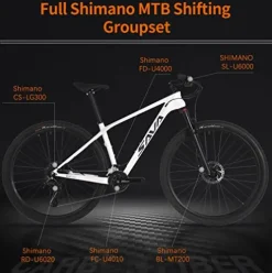 SAVADECK Carbon Fiber Mountain Bike 29-Inch Dual Disc Brake White