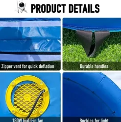 Sewinfla Inflatable Sports Tunnel Entrance with Blower 16x10x10ft Blue