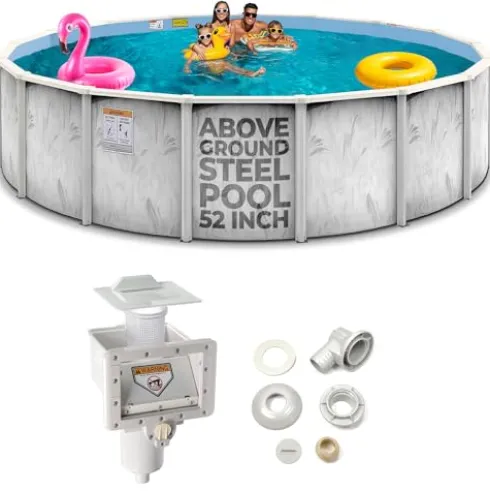 Shop Square 18 Ft x 52 Inch Steel Wall Above Ground Pool Silver