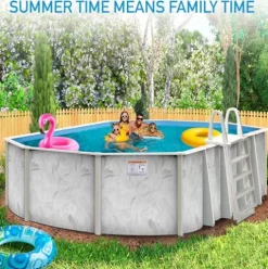 Shop Square Oval Above Ground Pool 18’x33′ Steel Wall Silver