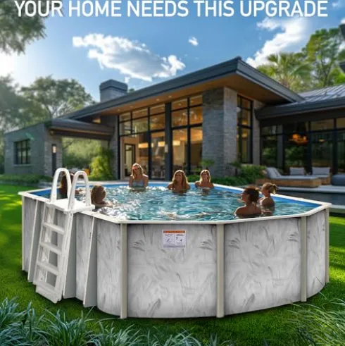 Shop Square Oval Above Ground Pool 18’x33′ Steel Wall Silver