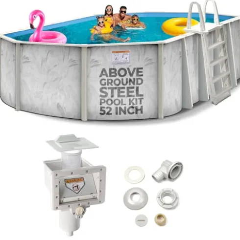 Shop Square Oval Above Ground Pool 18’x33′ Steel Wall Silver
