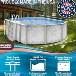 Shop Square Oval Above Ground Pool 18’x33′ Steel Wall Silver