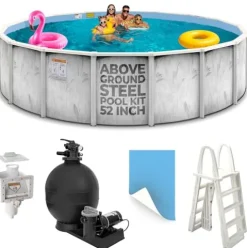 Shop Square 24’x52′ Steel Above Ground Pool Kit Silver