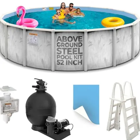 Shop Square 24’x52′ Steel Above Ground Pool Kit Silver