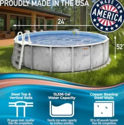Shop Square 24’x52′ Steel Above Ground Pool Kit Silver